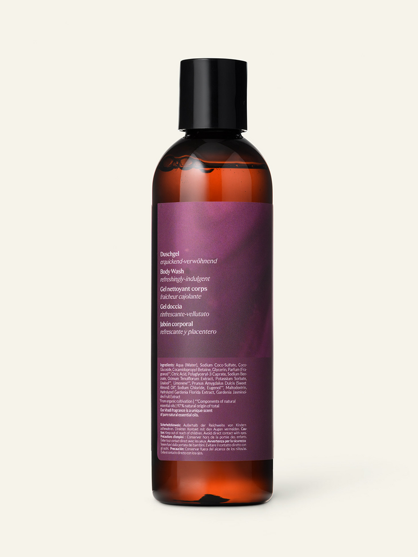 Back view of Khadi Holy Basil Body Wash – emphasizing gentle and cleansing care