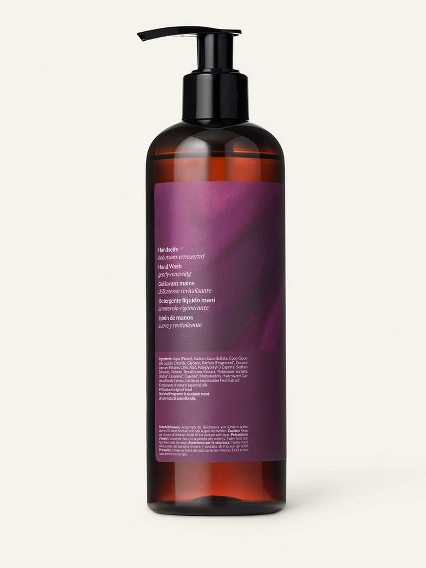Back view of Khadi Holy Basil Hand Wash – herbal cleansing care