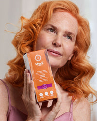 Image of a model with plant based copper hair color by khadi