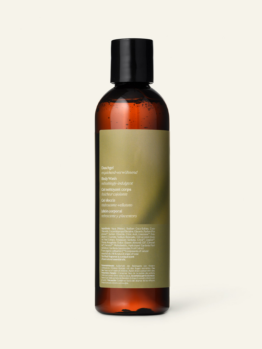Back view of Khadi Lemon Lime Body Wash – vibrant and energizing citrus design