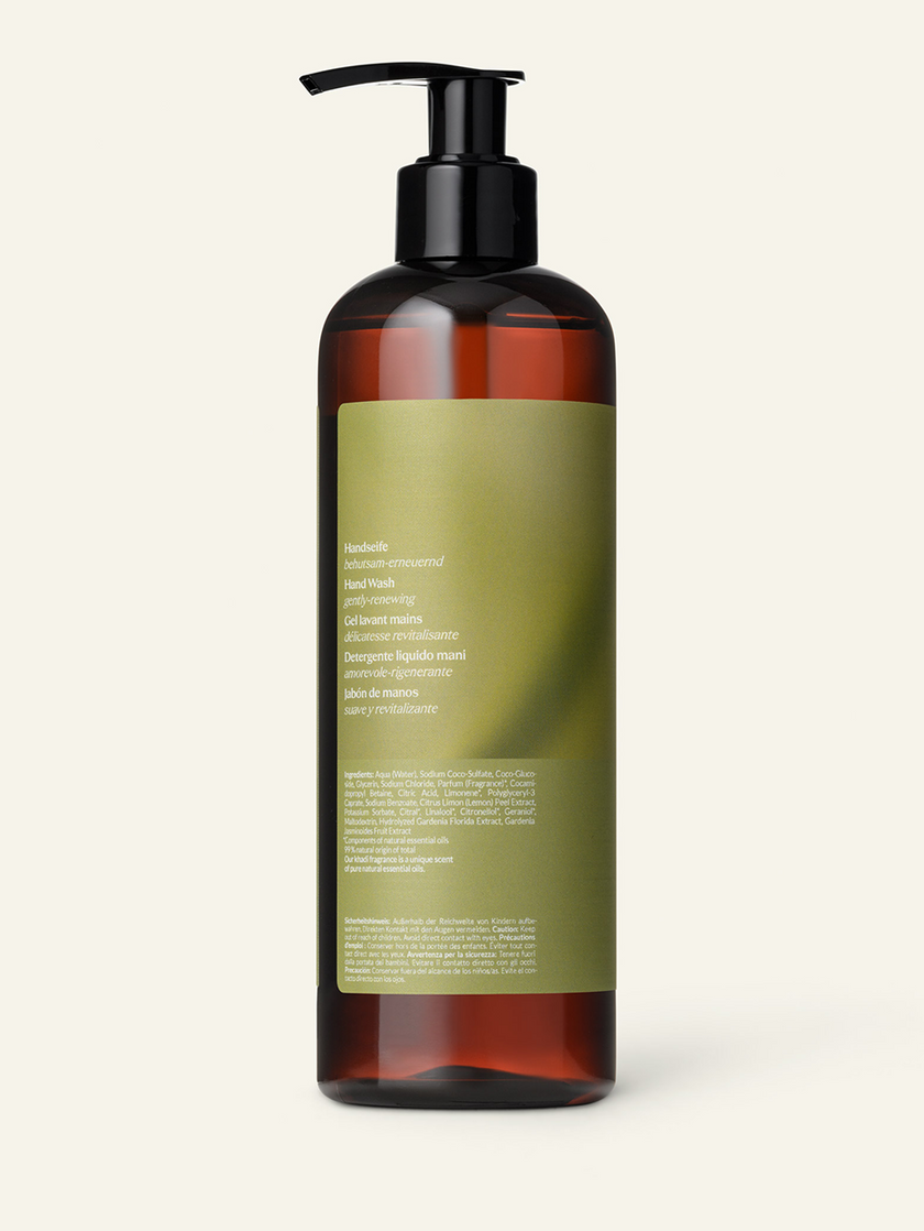 Back view of Khadi Lemon Lime Hand Wash – highlighting its citrus benefits