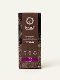 Packaging of khadi Ash Brown plant based hair color, front view