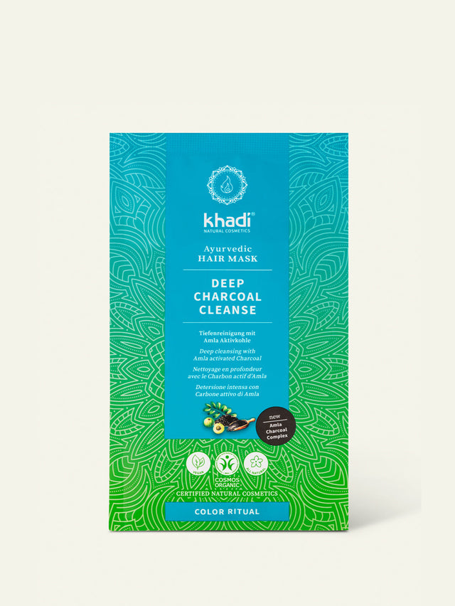 packaging of the natural hair mask deep charcol cleanse by khadi