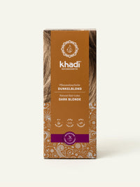 Packaging of dark blonde plant based hair color by khadi