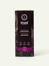 Packaging of Dark Brown plant-based hair color for US by khadi